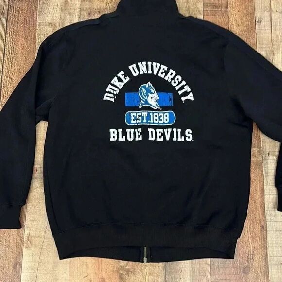 Champs Duke Blue Devils Black Full Zip Jacket Screen Printed Sz XL - Picture 4 of 9